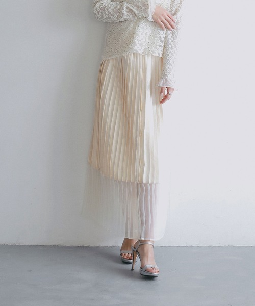 AJUGA.（アジュガ）の「シアーヘム チンツプリーツスカート（スカート・レディース・ブラック/オフホワイト・FREE）」の17枚目の写真