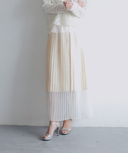 AJUGA.（アジュガ）の「シアーヘム チンツプリーツスカート（スカート・レディース・ブラック/オフホワイト・FREE）」の15枚目の写真