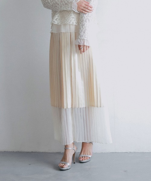 AJUGA.（アジュガ）の「シアーヘム チンツプリーツスカート（スカート・レディース・ブラック/オフホワイト・FREE）」の16枚目の写真