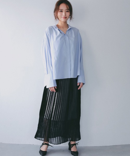 AJUGA.（アジュガ）の「シアーヘム チンツプリーツスカート（スカート・レディース・ブラック/オフホワイト・FREE）」の13枚目の写真