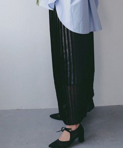 AJUGA.（アジュガ）の「シアーヘム チンツプリーツスカート（スカート・レディース・ブラック/オフホワイト・FREE）」の10枚目の写真