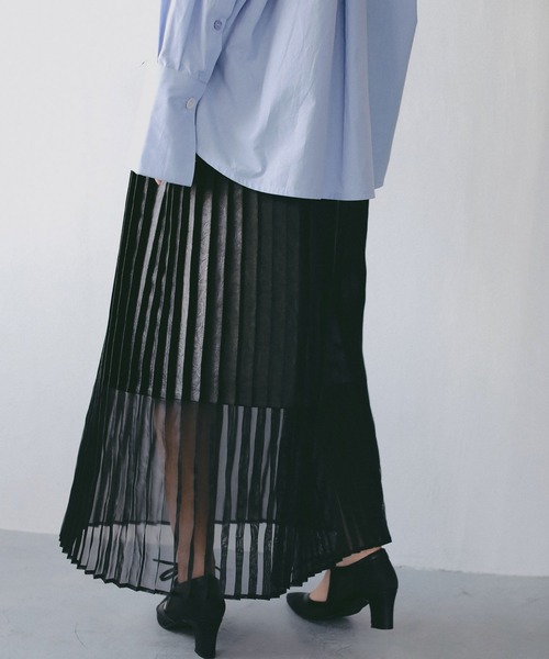 AJUGA.（アジュガ）の「シアーヘム チンツプリーツスカート（スカート・レディース・ブラック/オフホワイト・FREE）」の9枚目の写真