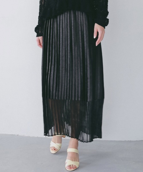 AJUGA.（アジュガ）の「シアーヘム チンツプリーツスカート（スカート・レディース・ブラック/オフホワイト・FREE）」の8枚目の写真