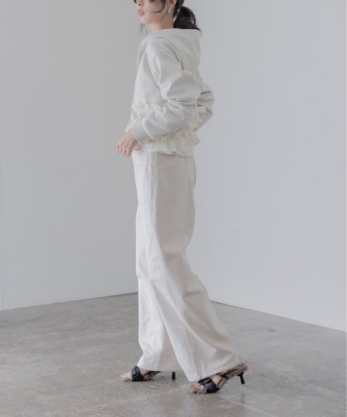 Eimee Law（エイミーロウ）の「ギャザーフリルヘム フーディパーカー（パーカー・レディース・ダークネイビー/ライトグレー/オートミール・FREE）」の6枚目の写真