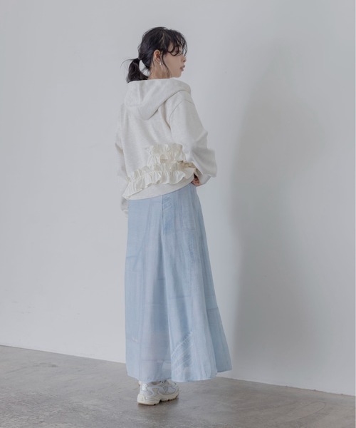 Eimee Law（エイミーロウ）の「ギャザーフリルヘム フーディパーカー（パーカー・レディース・ダークネイビー/ライトグレー/オートミール・FREE）」の13枚目の写真