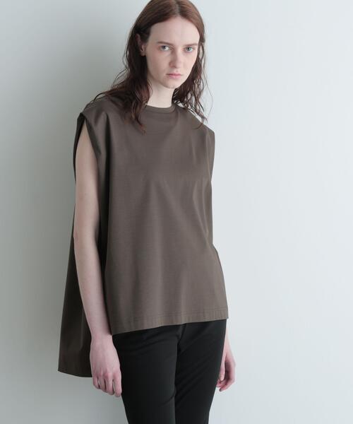 LE PHIL(ルフィル)の「◆シルキースムースノースリーブT(Tシャツ/カットソー・レディース・ホワイト/ネイビー/グレー系その他/ブラック・F)」の3枚目の写真