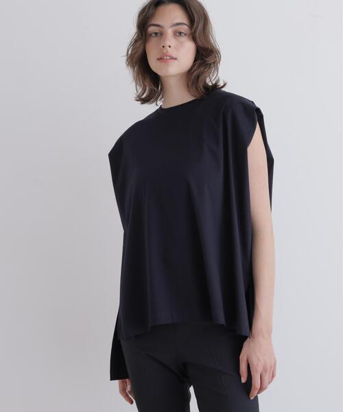 LE PHIL(ルフィル)の「◆シルキースムースノースリーブT(Tシャツ/カットソー・レディース・ホワイト/ネイビー/グレー系その他/ブラック・F)」の4枚目の写真