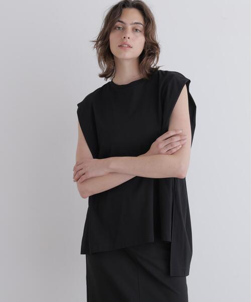 LE PHIL(ルフィル)の「◆シルキースムースノースリーブT(Tシャツ/カットソー・レディース・ホワイト/ネイビー/グレー系その他/ブラック・F)」の2枚目の写真