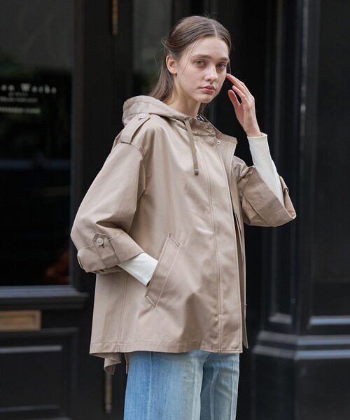 DRESSTERIOR（ドレステリア）の「【ウォッシャブル/撥水素材】Ａライン ショートモッズコート（ブルゾン・レディース・ベージュ/ネイビー・34/36/38）」の17枚目の写真