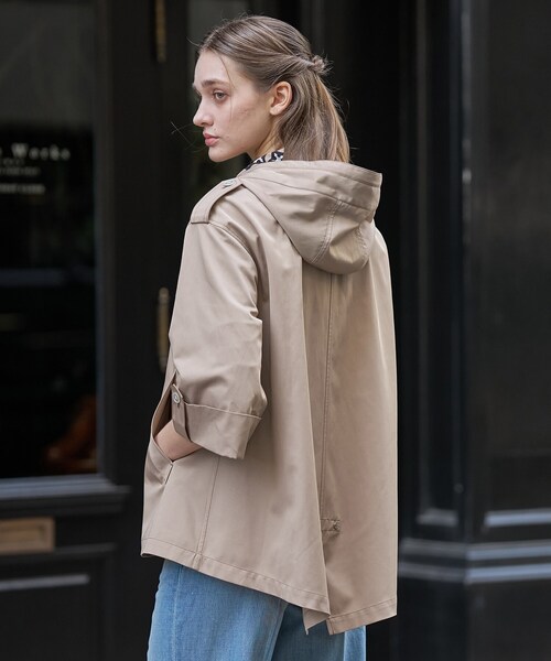 DRESSTERIOR（ドレステリア）の「【ウォッシャブル/撥水素材】Ａライン ショートモッズコート（ブルゾン・レディース・ベージュ/ネイビー・34/36/38）」の9枚目の写真