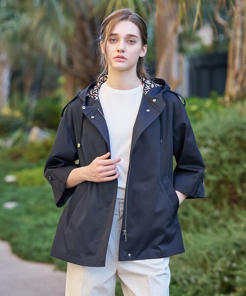 DRESSTERIOR（ドレステリア）の「【ウォッシャブル/撥水素材】Ａライン ショートモッズコート（ブルゾン・レディース・ベージュ/ネイビー・34/36/38）」の3枚目の写真