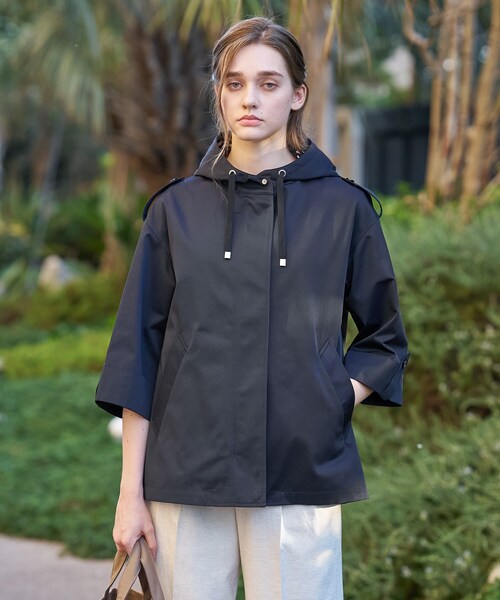 DRESSTERIOR（ドレステリア）の「【ウォッシャブル/撥水素材】Ａライン ショートモッズコート（ブルゾン・レディース・ベージュ/ネイビー・34/36/38）」の4枚目の写真