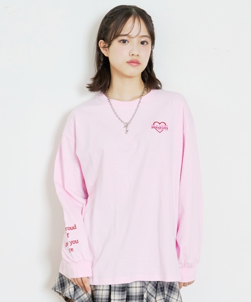 LOVETOXIC（ラブトキシック）の「【GOODPRICE】【綿100%】バックロゴカラー長袖T（Tシャツ/カットソー・キッズ・チャコール/イエロー/ライトグリーン/ピンク/サックスブルー/アイボリー・M:150cm/130cm/L:160cm/S:140cm）」の10枚目の写真