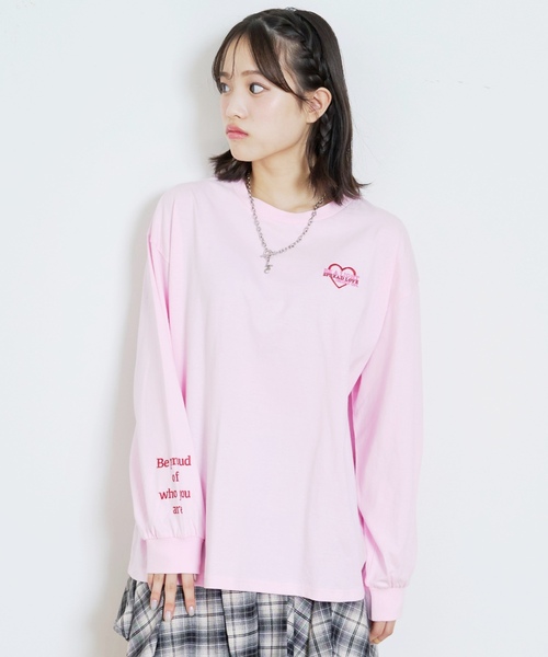 LOVETOXIC（ラブトキシック）の「【GOODPRICE】【綿100%】バックロゴカラー長袖T（Tシャツ/カットソー・キッズ・チャコール/イエロー/ライトグリーン/ピンク/サックスブルー/アイボリー・M:150cm/130cm/L:160cm/S:140cm）」の11枚目の写真