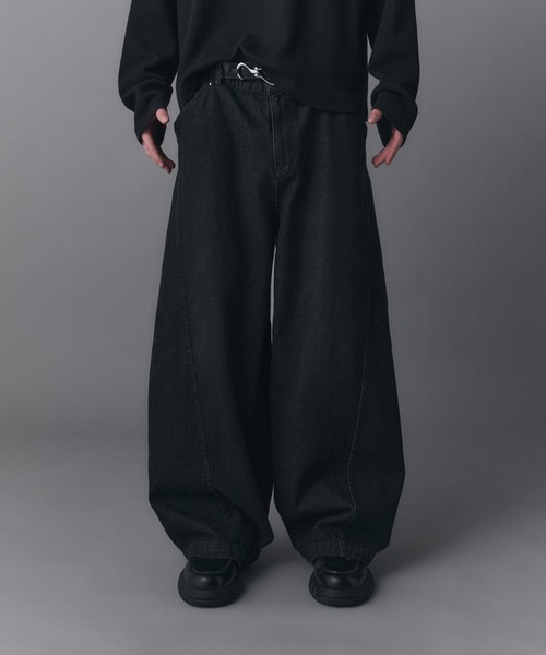 Confirm(コンファーム)の「Technical 3D Pattern Vintage Washed Denim Pants / テクニカル3Dパターン ヴィンテージウォッシュド ワイドデニムパンツ メンズ レディース ユニセックス(デニムパンツ・メンズ・ネイビー/ブラック/サックスブルー・S/M/L)」の19枚目の写真