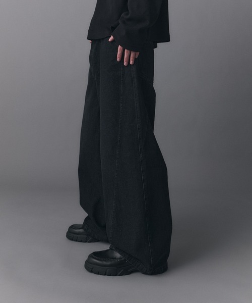 Confirm(コンファーム)の「Technical 3D Pattern Vintage Washed Denim Pants / テクニカル3Dパターン ヴィンテージウォッシュド ワイドデニムパンツ メンズ レディース ユニセックス(デニムパンツ・メンズ・ネイビー/ブラック/サックスブルー・S/M/L)」の20枚目の写真