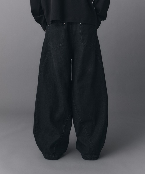 Confirm(コンファーム)の「Technical 3D Pattern Vintage Washed Denim Pants / テクニカル3Dパターン ヴィンテージウォッシュド ワイドデニムパンツ メンズ レディース ユニセックス(デニムパンツ・メンズ・ネイビー/ブラック/サックスブルー・S/M/L)」の21枚目の写真