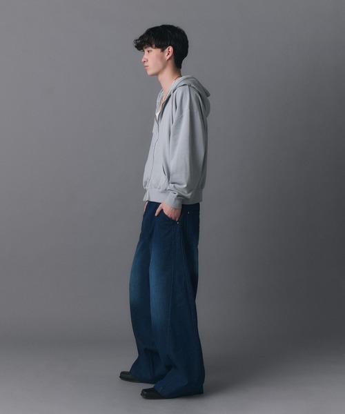 Confirm(コンファーム)の「Technical 3D Pattern Vintage Washed Denim Pants / テクニカル3Dパターン ヴィンテージウォッシュド ワイドデニムパンツ メンズ レディース ユニセックス(デニムパンツ・メンズ・ネイビー/ブラック/サックスブルー・S/M/L)」の15枚目の写真