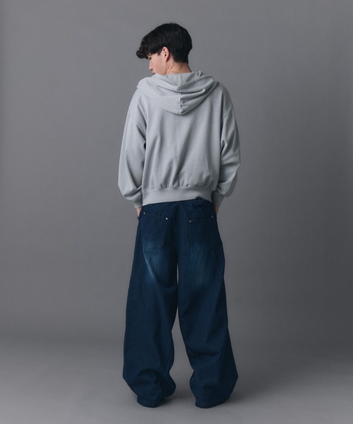 Confirm(コンファーム)の「Technical 3D Pattern Vintage Washed Denim Pants / テクニカル3Dパターン ヴィンテージウォッシュド ワイドデニムパンツ メンズ レディース ユニセックス(デニムパンツ・メンズ・ネイビー/ブラック/サックスブルー・S/M/L)」の16枚目の写真