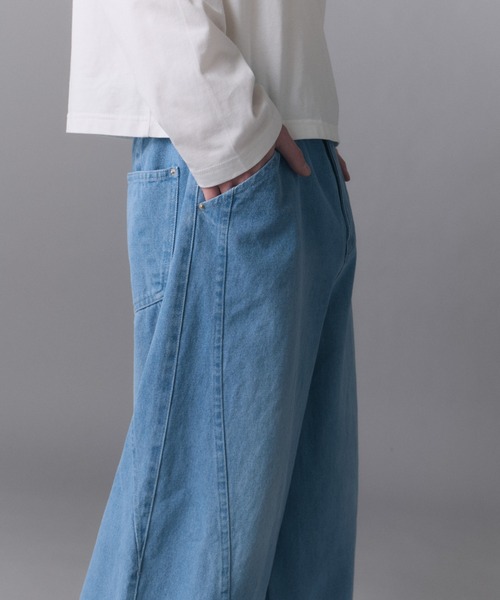 Confirm(コンファーム)の「Technical 3D Pattern Vintage Washed Denim Pants / テクニカル3Dパターン ヴィンテージウォッシュド ワイドデニムパンツ メンズ レディース ユニセックス(デニムパンツ・メンズ・ネイビー/ブラック/サックスブルー・S/M/L)」の10枚目の写真