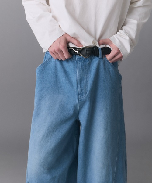 Confirm(コンファーム)の「Technical 3D Pattern Vintage Washed Denim Pants / テクニカル3Dパターン ヴィンテージウォッシュド ワイドデニムパンツ メンズ レディース ユニセックス(デニムパンツ・メンズ・ネイビー/ブラック/サックスブルー・S/M/L)」の8枚目の写真