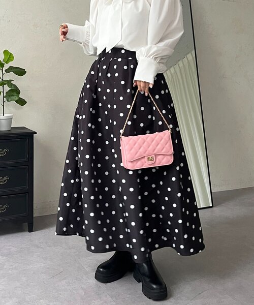 prose verse（プロズヴェール）の「【ドット/ギンガム】ボリュームタフタフレアスカート（スカート・レディース・ホワイト系その他/ブラック系その他/ブラック系その他2・MEDIUM）」の2枚目の写真