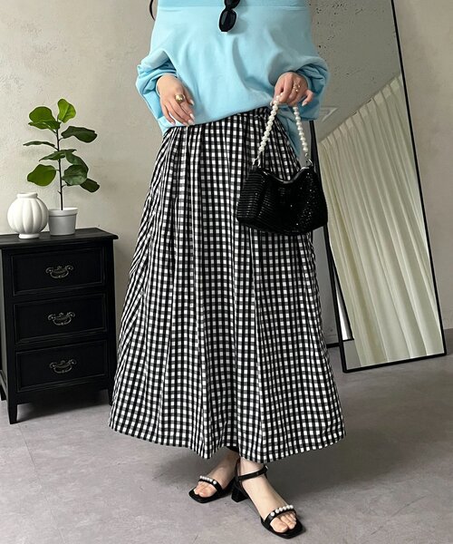 prose verse（プロズヴェール）の「【ドット/ギンガム】ボリュームタフタフレアスカート（スカート・レディース・ホワイト系その他/ブラック系その他/ブラック系その他2・MEDIUM）」の3枚目の写真