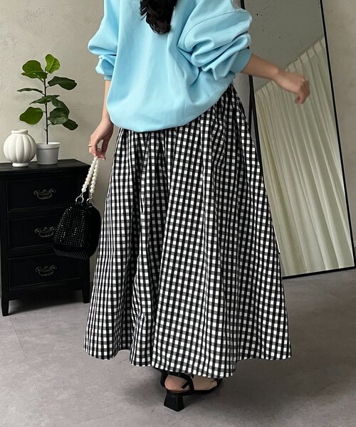 prose verse（プロズヴェール）の「【ドット/ギンガム】ボリュームタフタフレアスカート（スカート・レディース・ホワイト系その他/ブラック系その他/ブラック系その他2・MEDIUM）」の5枚目の写真