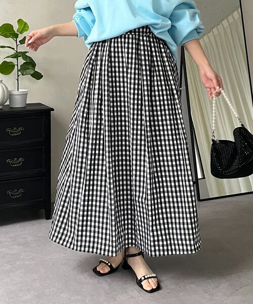 prose verse（プロズヴェール）の「【ドット/ギンガム】ボリュームタフタフレアスカート（スカート・レディース・ホワイト系その他/ブラック系その他/ブラック系その他2・MEDIUM）」の7枚目の写真