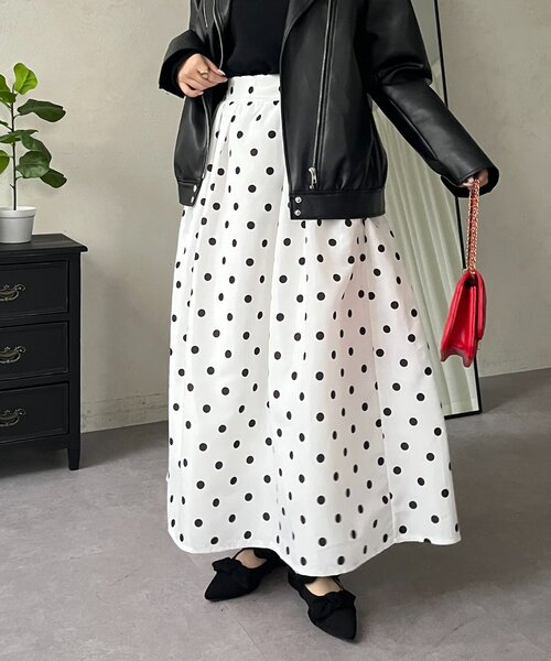 prose verse（プロズヴェール）の「【ドット/ギンガム】ボリュームタフタフレアスカート（スカート・レディース・ホワイト系その他/ブラック系その他/ブラック系その他2・MEDIUM）」の15枚目の写真