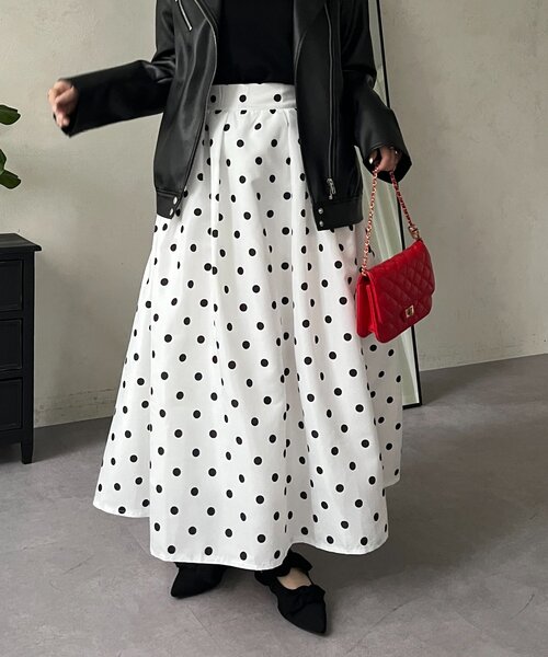 prose verse（プロズヴェール）の「【ドット/ギンガム】ボリュームタフタフレアスカート（スカート・レディース・ホワイト系その他/ブラック系その他/ブラック系その他2・MEDIUM）」の16枚目の写真