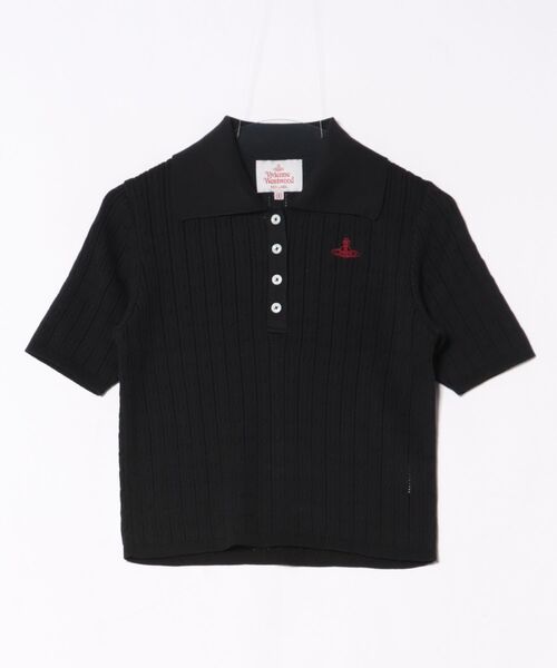 Vivienne Westwood(ヴィヴィアンウエストウッド)の「アイレットケーブル ポロトップ(カーディガン/ボレロ・レディース・ブラック/ホワイト/パープル・FREE)」の2枚目の写真