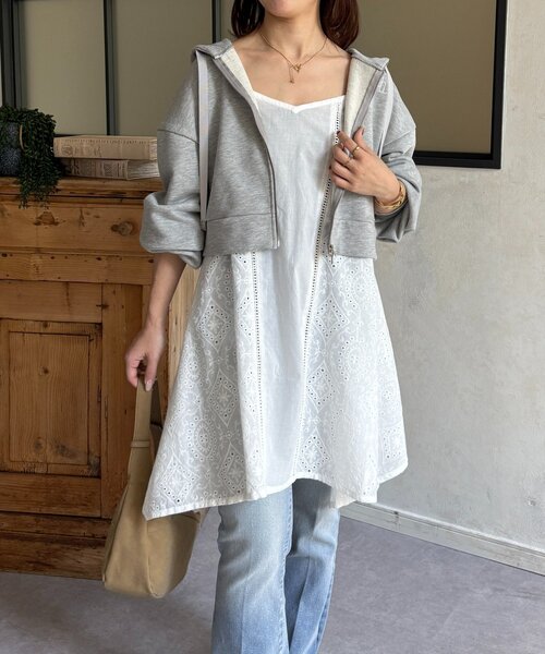 Thevon(ゼボン)の「コットンレースキャミチュニック(チュニック・レディース・オフホワイト/ブラック・FREE)」の8枚目の写真