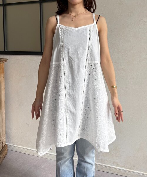 Thevon(ゼボン)の「コットンレースキャミチュニック(チュニック・レディース・オフホワイト/ブラック・FREE)」の16枚目の写真