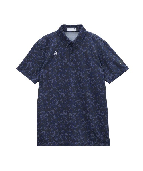le coq sportif GOLF(ルコックスポルティフゴルフ)の「【le coq sportif GOLF】吸汗速乾/高通気/UV CUT(UPF50+)/遮熱/ストレッチ/消臭 LCSモノグラム柄半袖ポロシャツ ゴルフウェア(ポロシャツ・メンズ・ホワイト/ネイビー・L/XL/3L/M)」の2枚目の写真