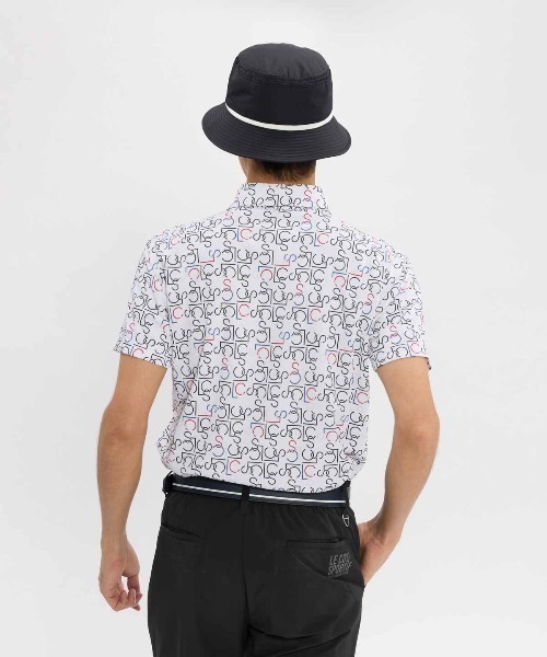 le coq sportif GOLF(ルコックスポルティフゴルフ)の「【le coq sportif GOLF】吸汗速乾/高通気/UV CUT(UPF50+)/遮熱/ストレッチ/消臭 LCSモノグラム柄半袖ポロシャツ ゴルフウェア(ポロシャツ・メンズ・ホワイト/ネイビー・L/XL/3L/M)」の8枚目の写真
