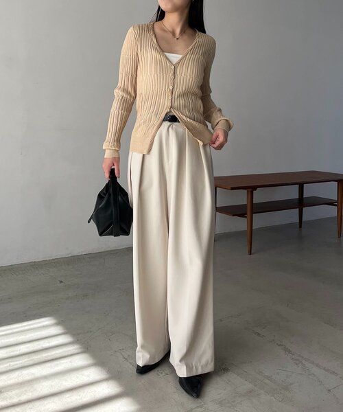 CAPRICIEUX LE'MAGE（カプリシューレマージュ）の「バイカラーリブカーディガン（カーディガン/ボレロ・レディース・ブラック/ベージュ/グレー・FREE）」の14枚目の写真