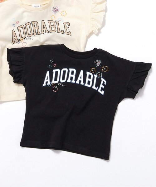 BREEZE（ブリーズ）の「刺繍フリルTシャツ（Tシャツ/カットソー・キッズ・オフホワイト/ブラック・140/130/120/110/100/90/80）」の2枚目の写真