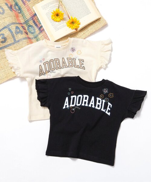 BREEZE（ブリーズ）の「刺繍フリルTシャツ（Tシャツ/カットソー・キッズ・オフホワイト/ブラック・140/130/120/110/100/90/80）」の9枚目の写真