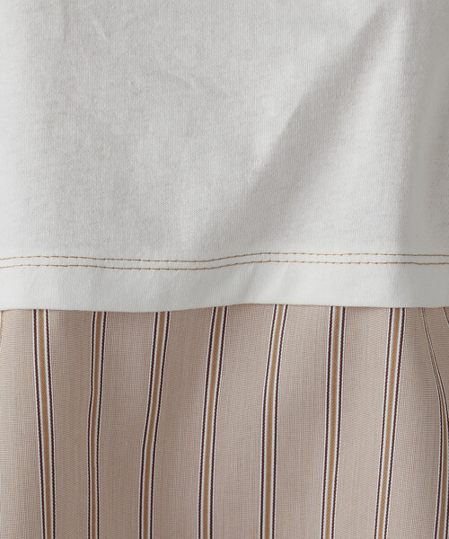 ONIGIRI（オニギリ）の「ドビーストライプ バックフレアＴシャツ（Tシャツ/カットソー・レディース・カーキ/ベージュ・FREE）」の19枚目の写真