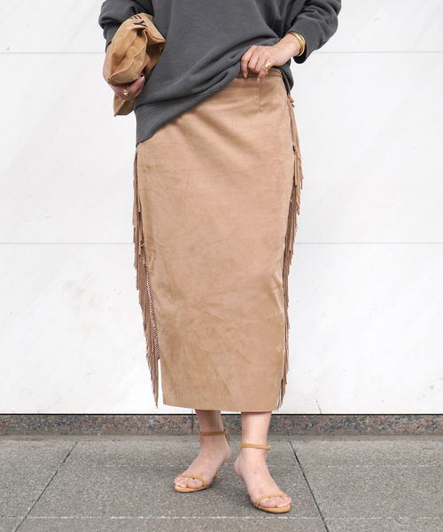 Couture d'adam(クチュールドアダム)の「【COUTURE D'ADAM/クチュールドアダム】Suede fabiric Ranch Skirt(スカート・レディース・ベージュ・FREE)」の1枚目の写真
