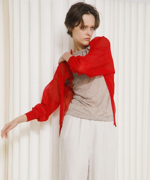 LAATO（ラート）の「sheer cardigan（カーディガン/ボレロ・レディース・キャメル/レッド・FREE）」の7枚目の写真