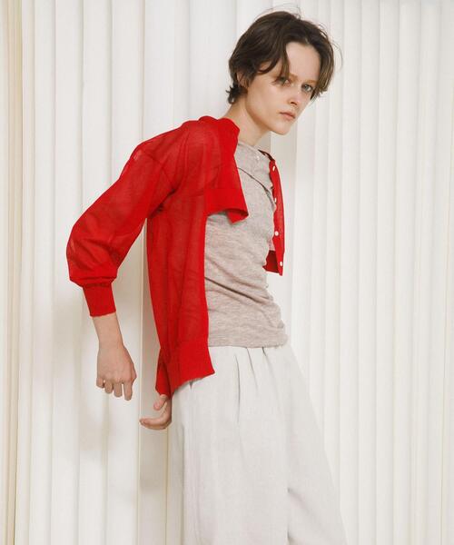 LAATO（ラート）の「sheer cardigan（カーディガン/ボレロ・レディース・キャメル/レッド・FREE）」の8枚目の写真