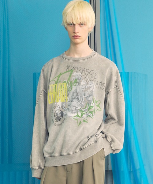MAISON SPECIAL(メゾンスペシャル)の「《UNISEX》【Hypnose Association for MAISON SPECIAL】「STAR」Prime-Over Crew Neck Sweatshirt/「スター」 プライムオーバークルーネックスウェット【MAISON SPECIAL/メゾンスペシャル】(スウェット・メンズ・ブラック/ライトグレー・0/1/2)」の1枚目の写真