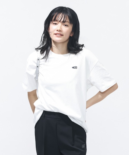 NEW BALANCE(ニューバランス)の「【別注】ニューバランス New Balance シューパッチTシャツ 限定コラボ(Tシャツ/カットソー・レディース・ホワイト/オレンジ/ブラック・S/L/XL/M)」の4枚目の写真