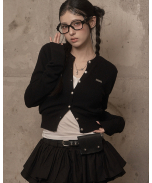 KHAKIPOINT(カーキポイント)の「Signature Knit Cardigan (black)(カーディガン/ボレロ・レディース・その他・FREE)」の1枚目の写真