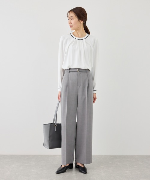 ROPE' PICNIC(ロペピクニック)の「カナパ ベルト付きワイドパンツ/セットアップ対応・UV・抗菌防臭・接触冷感(その他パンツ・レディース・ダークブラウン/ベージュ系その他2/グレー/ネイビー/グリーン系その他/ベージュ・X-SMALL/XL/L/M/S)」の7枚目の写真