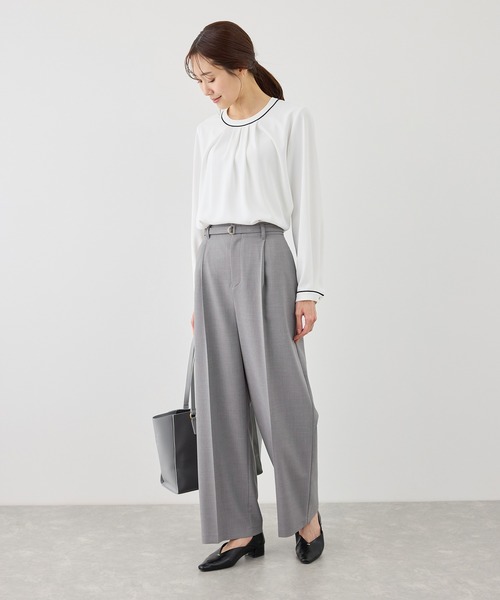 ROPE' PICNIC(ロペピクニック)の「カナパ ベルト付きワイドパンツ/セットアップ対応・UV・抗菌防臭・接触冷感(その他パンツ・レディース・ダークブラウン/ベージュ系その他2/グレー/ネイビー/グリーン系その他/ベージュ・X-SMALL/XL/L/M/S)」の8枚目の写真