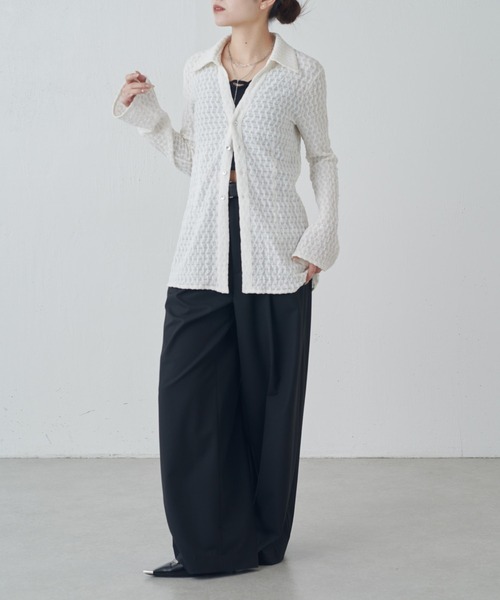 Lui's（ルイス）の「ポコポコレースシアーシャツ（シャツ/ブラウス・レディース・ブラック/チャコールグレー/オフホワイト・FREE）」の22枚目の写真