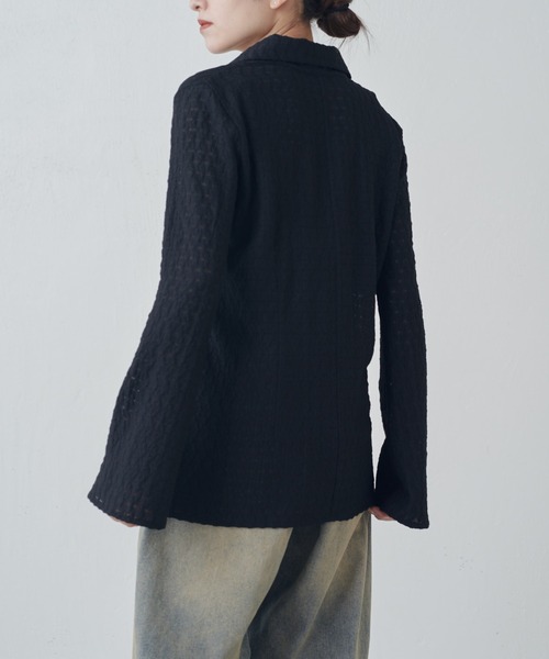 Lui's（ルイス）の「ポコポコレースシアーシャツ（シャツ/ブラウス・レディース・ブラック/チャコールグレー/オフホワイト・FREE）」の11枚目の写真